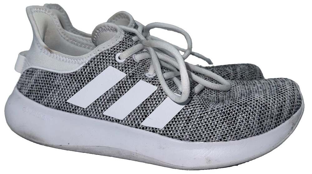 adidas Cloudfoam Plus Womens 9 Gray White Mesh Running Shoes IE3393